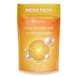 Witamina D3 5000 IU + K2 MK7 100 mcg Mega Pack 500 tabletek | Lyora