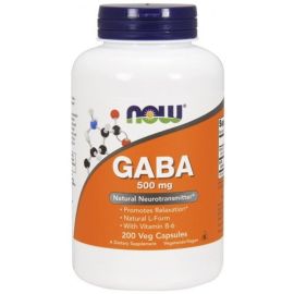 GABA with Vitamin B6 NOW Foods 500mg - 200 wegetariańskich kapsułek